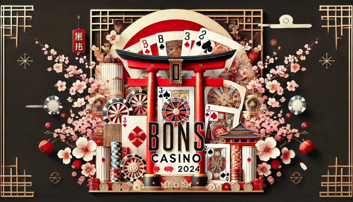 Bons Casino オンラインカジノレビュー 日本 2024' On A Japanese Themed Background, Designed For A Website Called 'thekitcheno